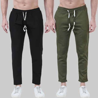 Bizarre Solid Men Green, Black Track Pants