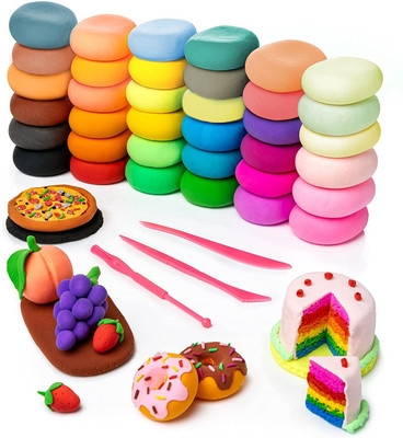 Shamsi Air Dry Clay For Kids DIY Ultra Light Modeling Bouncing Clay Kids Different Color Clay With Tools Creative Art For Children (Pack of 24 Pcs)