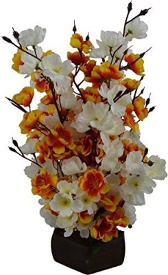 Bageecha Garden Yellow blossom flowers with pot Yellow Pear Blossom, Peach Blossom, Cherry Blossom Artificial Flower with Pot(20 inch, Pack of 1)