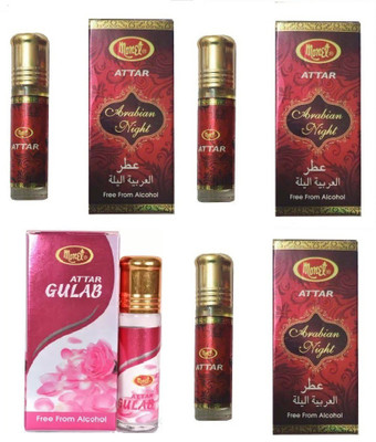 MONET 3 arabian night & 1 attar gulab attar.8 ml each,pack of 4. Floral Attar(Rose)