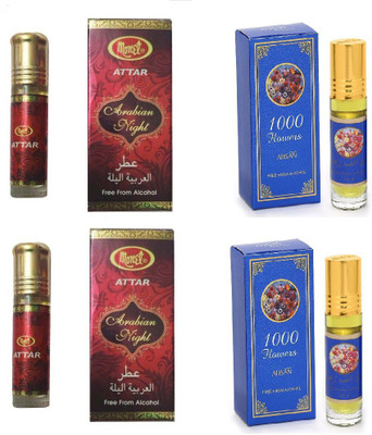 MONET 2 arabian night attar & 1000 flowers 2 attar.8 ml each,pack of 4 Floral Attar(Floral)