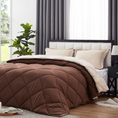 ACHIR Solid Single Comforter for  Heavy Winter(Polyester, Brown, White)