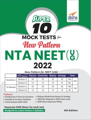 Super 10 Mock Tests for New Pattern Nta Neet (Ug) 2022(English, Paperback, unknown)