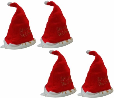 CraftVatika Solid Santa Cap Cap(Pack of 4)