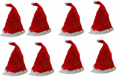 CraftVatika Solid Santa Cap Cap(Pack of 8)