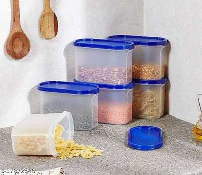 OMORTEX Plastic Grocery Container  - 1000 ml(Pack of 8, Blue)