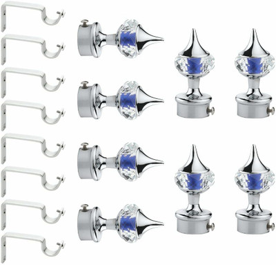 ATTIIC Blue Curtain Knobs, Rod Rail Bracket Metal(Pack of 8)