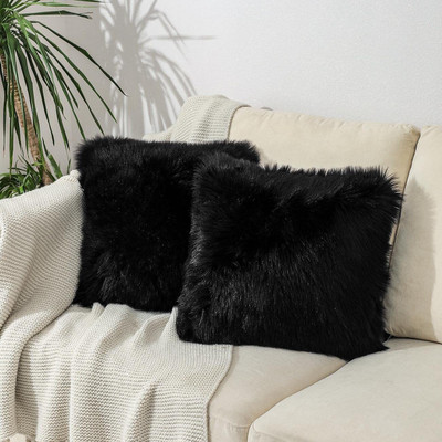 PICKKART Microfibre Solid Cushion Pack of 2(Black)