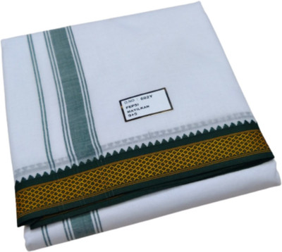 TRUEVELLI VL_Pepsi_Mayilkan_9x5_Dhoti & 1 Towel Attached Together Self Design Men Dhoti