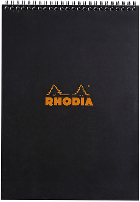 RHODIA Black Graph Wirebound A4 Note Pad Small Squares 80g/m² 160 Pages(Black)