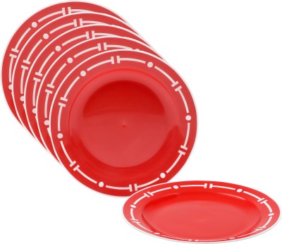 Cutting EDGE Pack of 6 Plastic Double Color Unbreakable Ultra Light Plastic Plates Dishwasher & Freezer Safe Dinner Set(Red, Microwave Safe)