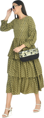 BabeCollection Women Fit and Flare Green Maxi/Full Length Dress