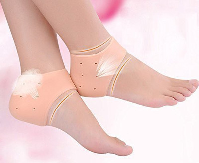 Divvy Anti Crack Half Length Silicon moisturizing Heel Cracks Foot(Beige) 1pc Heel Support(Beige)