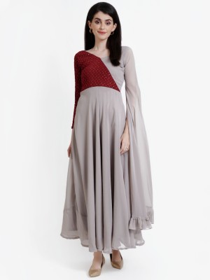 The Couture Love Flared/A-line Gown(Grey, Maroon)
