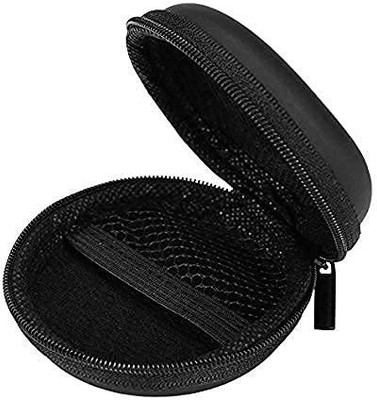Viraan Leather Zipper Headphone Pouch For Universal(Black)