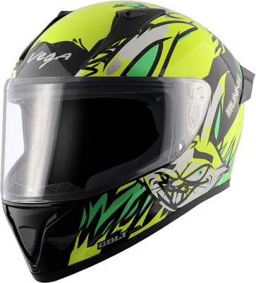 VEGA Bunny Black Neon Yellow Medium Motorbike Helmet(Multicolor)