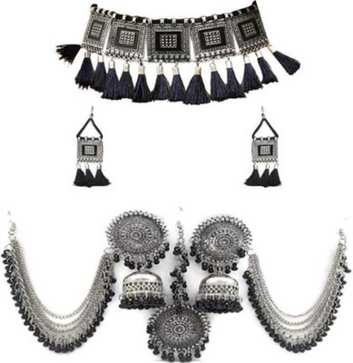 GLOSSARY COLLECTIONS Alloy Silver Black, Silver Jewellery Set(Pack of 1)
