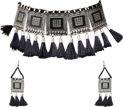 GLOSSARY COLLECTIONS Alloy Sterling Silver Black Jewellery Set(Pack of 1)