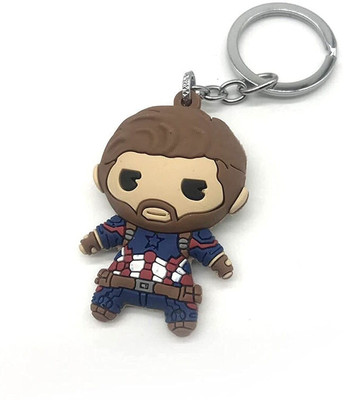 WHITE POPCORN Premium Quality 3d Captain America keychain made up of high quality Rubber Key Chain