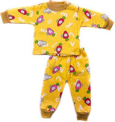 Winnie Bee Baby Boys & Baby Girls Casual T-shirt Pyjama(Yellow)