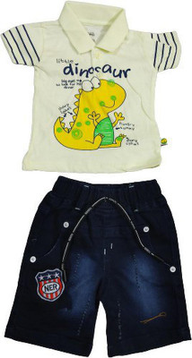 PK Collection Baby Boys Party(Festive) T-shirt Jeans(white)