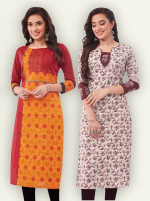 Jevi Prints Women Printed Straight Kurta(Multicolor)