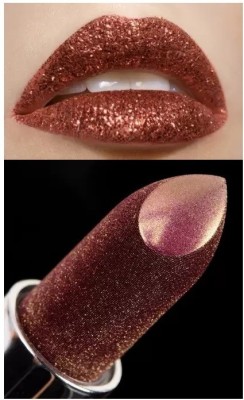 SEUNG New Glitter Lipstick Makeup Waterproof Shimmer Lip Stick(BROWN, 3.8 g)