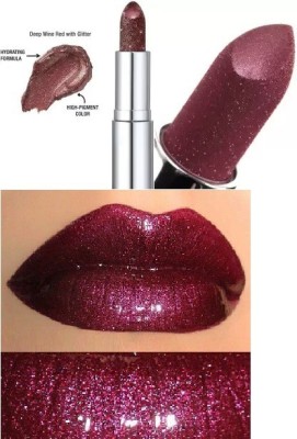 Herrlich Shimmery Sparkly Magical Metallic Glitter Lipstick 3D Shade(WINE, 3.8 g)