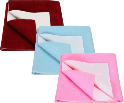 Cr Creation Cotton Baby Bed Protecting Mat(Maroon, Baby Blue, Pink, Small, Pack of 3)