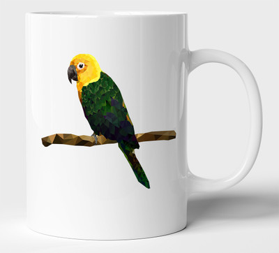 BLISSart Parrot Multicolour or Tea/Milk Cup Best For Gift girls (350ml or 11Oz; White) Ceramic Coffee Mug(350 ml)
