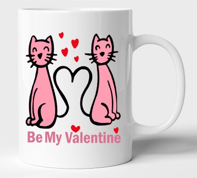 BLISSart Be My Valentine Multicolour or Tea/Milk Cup Best Gift For girls men Husband Wife (350ml or 11Oz; White) Ceramic Coffee Mug(350 ml)