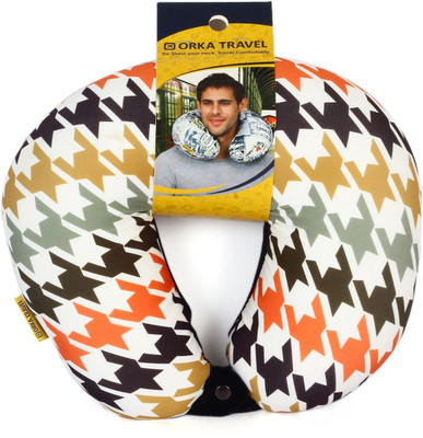 ORKA Travel Digital Printed Spandex With Micro Beads Travel U Neck Pillow(Printed)
