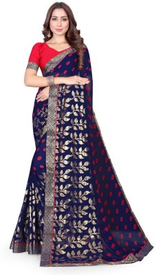 harsaddhi fashion Printed Bollywood Georgette Saree(Dark Blue)