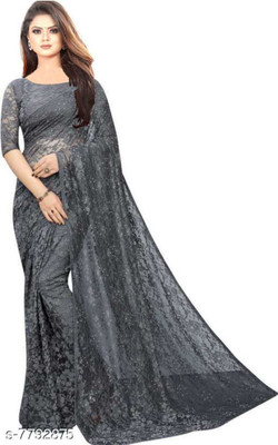 Fashion Field Embellished Bollywood Net Saree(Grey)