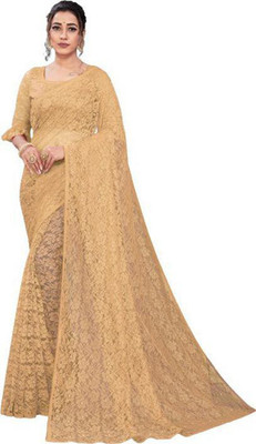 Suntex Self Design Bollywood Net Saree(Cream)