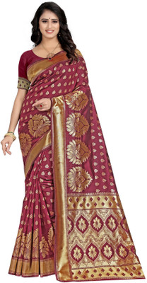 signagraph Woven Banarasi Pure Silk Saree(Maroon)