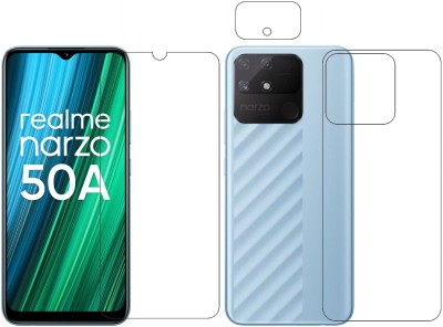 wooden craft Front and Back Tempered Glass for Realme Narzo 50A {Flexible}, RMX3430, Narzo 50A(Pack of 3)