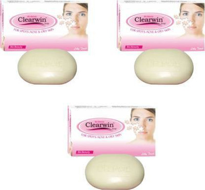 CLEARWIN Soap for Spots Acne & Oily Skin Bar 75g (pack of 3 pcs) (3 x 75 g)225G(3 x 75 g)