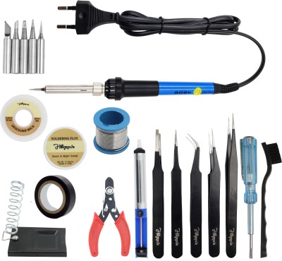 Hillgrove 11in1 Professional Mobile Soldering and Desoldering Equipment Tool Machine Combo Kit Set with Flux Paste and Wire 60 W Temperature Controlled(Conical, Flat, Pointed, Round Tip)