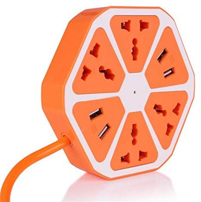 Poojara USB Hexagon Socket Extension board And Surge Protector 4 USB Port with 4  Socket Extension Boards(Orange, 2 m, With USB Port)