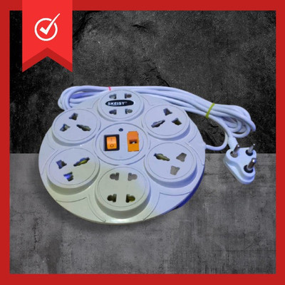 Leavess extension board with 8 socket plus 1 switch with 2.5 mtr long wire 6amp 6  Socket Extension Boards(White, 2.5 m)