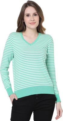 VERO MODA Woven V Neck Casual Women Green Sweater