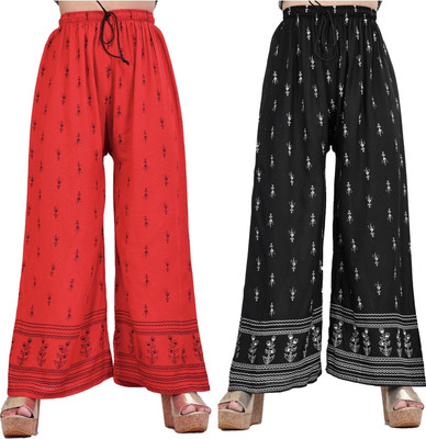 AREEBA COLLECTION Flared Women Red, Black Trousers