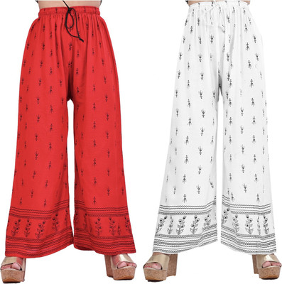 AREEBA COLLECTION Flared Women Red, White Trousers
