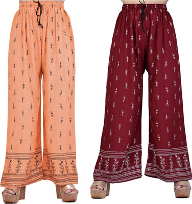 AREEBA COLLECTION Flared Women Multicolor, Maroon Trousers