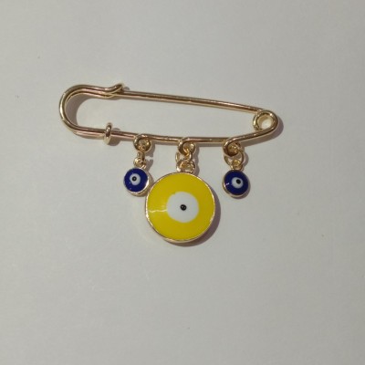 SUKAI JEWELS Yellow Evil Eye Charm Brooch(Yellow)
