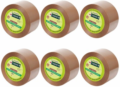 YAJNAS 3 Inch 200 Meters, Pack of 6 brown tape, 50 Microns Brown BOPP Tape Self Adhesive High-Strength Packing Tape Rolls, Packaging Tape | Brown Cello Tape | Industrial Tape for Office use & Box Packing Manual Dispenser Brown Cello Tape (Manual)(Set of 6, Brown)