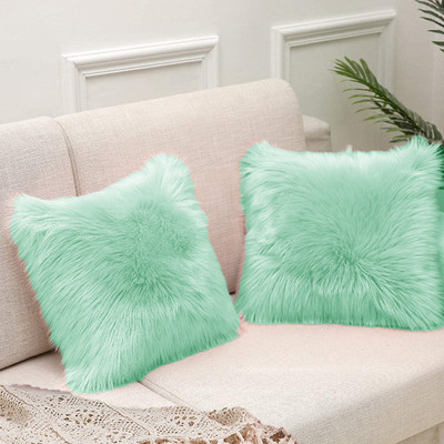 Catchyx Cart Microfibre Solid Cushion Pack of 2(Light Green)