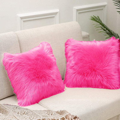 PICKKART Microfibre Solid Cushion Pack of 2(Dark Pink)