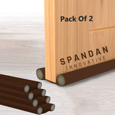 SPANDAN Sound-Proof Reduce Noise Energy Saving - Brown, 36 inch (Pack of 2) Door Bottom Sealing Strip Guard for Home/Office Floor Mounted Door Stopper(Brown)